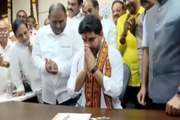 Chandrababu Naidu's son Lokesh assumes office as minister