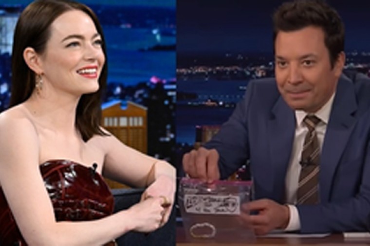 Jimmy Fallon treasures bracelet made for him and given as a gift by Emma Stone