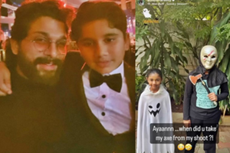 Allu Arjun's son Ayaan takes his 'Pushpa' axe for Halloween