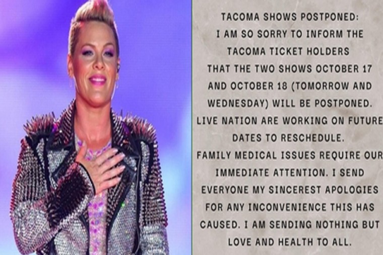 Pink postpones concert tour dates due to 'family medical issues'