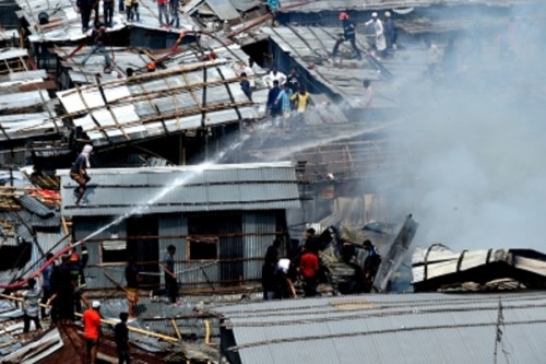 A massive fire ripped through one of the largest slums in Dhaka