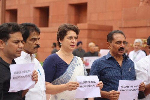 Priyanka Gandhi protests arrest of Kerala nuns, slams Centre for delaying Wayanad disaster fund