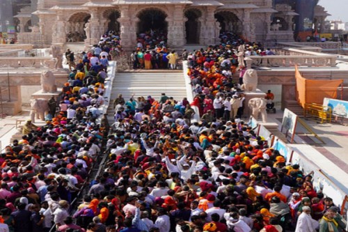 Devotees flock to witness Ram Darbar Pran Pratishtha ceremony in Ayodhya
