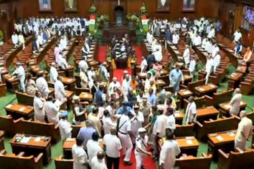Karnataka Governor junks govt-prepared speech, ends address in few lines; high drama in joint session