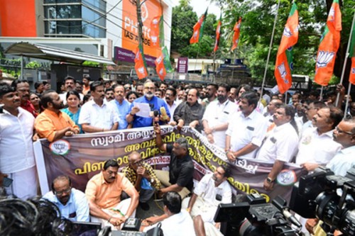 Sabarimala gold row: BJP protests near CM's residence, seeks Minister's resignation