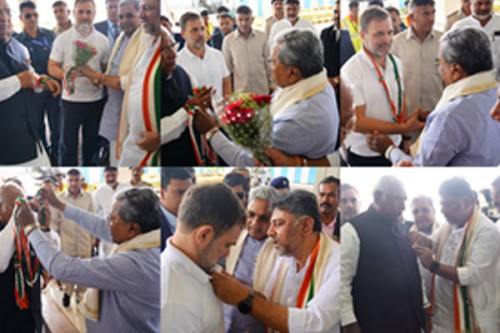 Cong centenary session celebrations: Rahul Gandhi, Kharge arrive in Belagavi