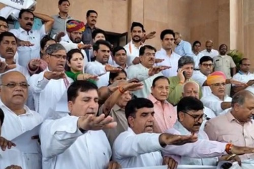 Congress MLAs create uproar in Raj Assembly, proceedings adjourned twice