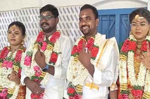 TN polls: Newlyweds step out to vote, ECI highlights spirit of active citizenship