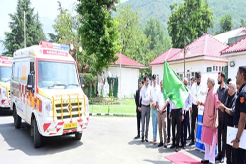 J&K L-G flags off fleet of ambulances for hospitals in Ramban, Anantnag