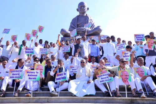 Congress stages protest in Karnataka over Herald case, hails court verdict