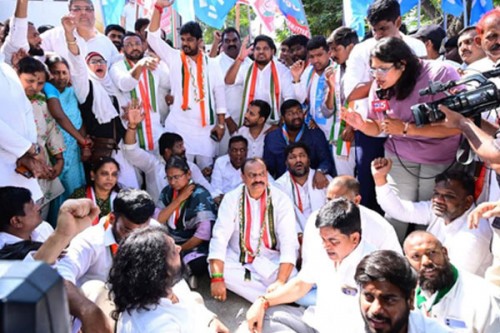 Congress holds state?wide protests in Telangana over National Herald case