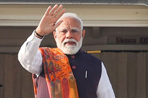 PM Modi lands in Chabua airfield to begin his one-day tour of Assam