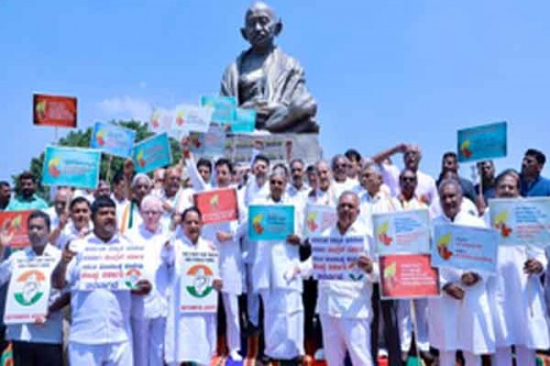Congress stages protest in Karnataka condemning Centre over drought relief