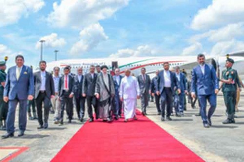 Amid tension in Middle East, Iranian President arrives in Sri Lanka

