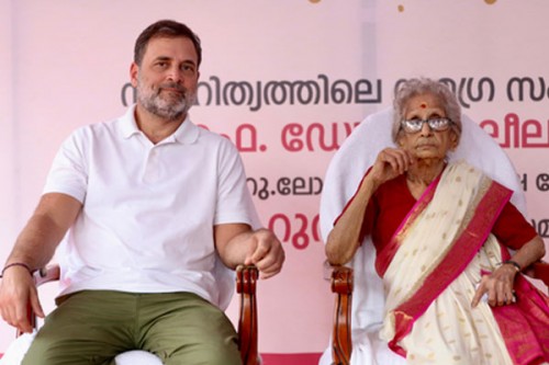 Words, courage and the Idea of India: LoP Gandhi honours Malayalam writer, critic Dr Leelavathy