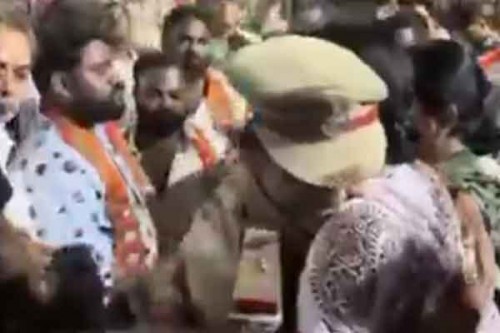 Woman ASI suspended for hugging BJP's Hyderabad LS seat candidate
