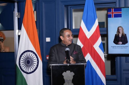 Minister Kirti Vardhan addresses reception of 2nd India-Nordic Track 1.5 Dialogue in Iceland