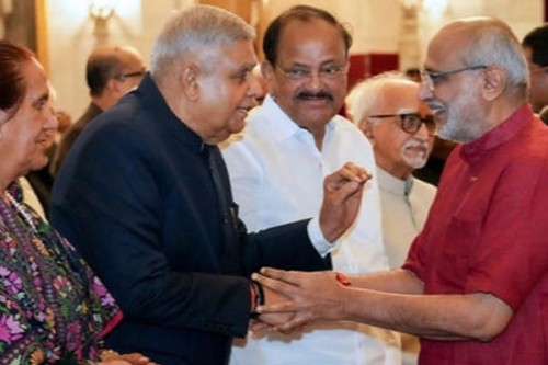 Jagdeep Dhankhar Makes First Public Appearance at New Vice President's Swearing-In