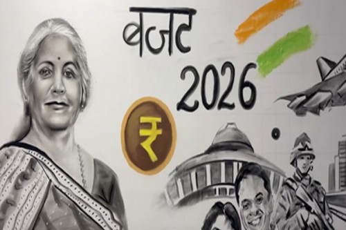 Giant 6-ft artwork of Nirmala Sitharaman created by UP artist for budget day