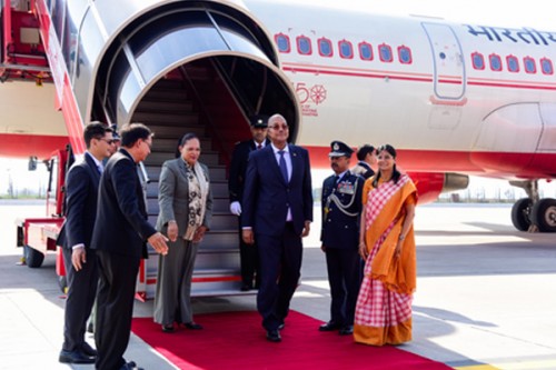 Seychelles President Patrick Herminie arrives in New Delhi