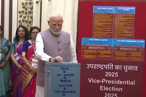 VP election kicks off; PM Modi casts first vote