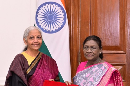 FM Sitharaman shows red 'digital bahi-khata'