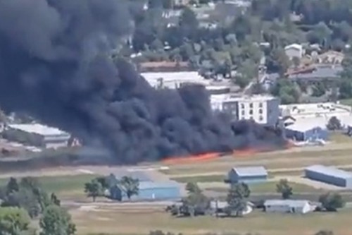 Small plane crashes into parked aircraft at Montana Airport, triggering massive fire