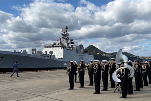 Japan Maritime Self-Defence Force welcomes INS Sahyadri at Sasebo