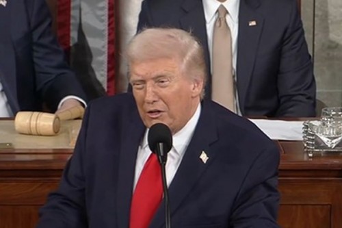 Trump hails tax cuts, border win; seeks voters ID and AI push