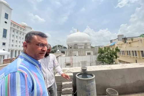 Akbaruddin Owaisi inspects construction of Masjid at Telangana Secretariat