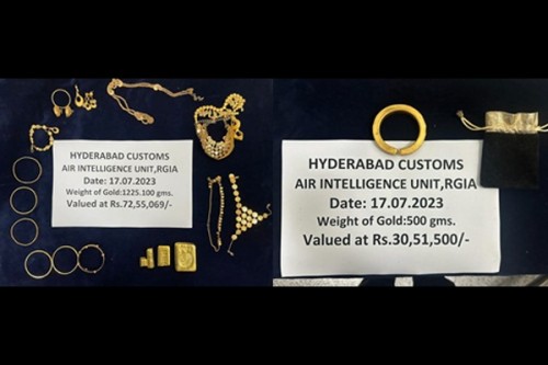 2 held at Hyderabad airport with gold valued at Rs 1.03cr 