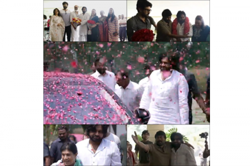 Pawan Kalyan gets grand welcome at brother Chiranjeevi's house