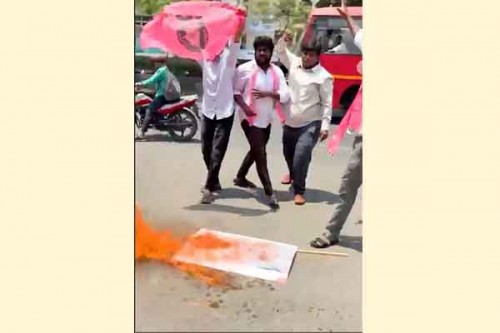 BRS student wing stages protest at BJP office over MP Surya�s remarks