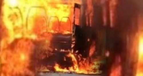 Car and tractor of Telangana sarpanch set ablaze
