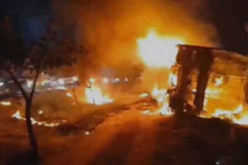 Bus catches fire in Telangana, woman charred to death