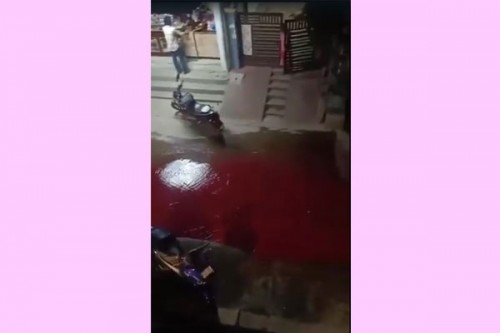 Blood-like liquid on roads in Hyderabad's Jeedimetla sparks panic