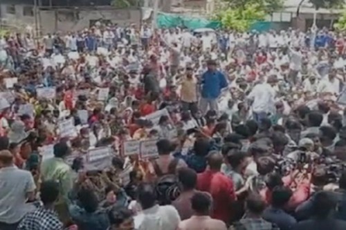 Hundreds protest in Hyderabad demanding postponement of TSPSC exam