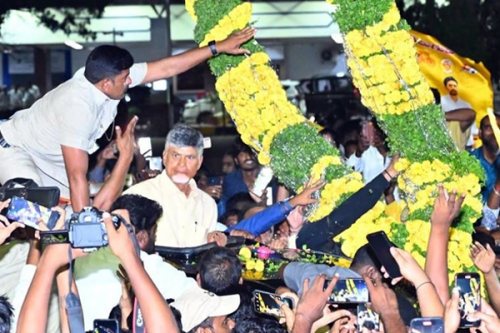 Chandrababu Naidu Arrives in Hyderabad to a Warm Welcome by Supporters
