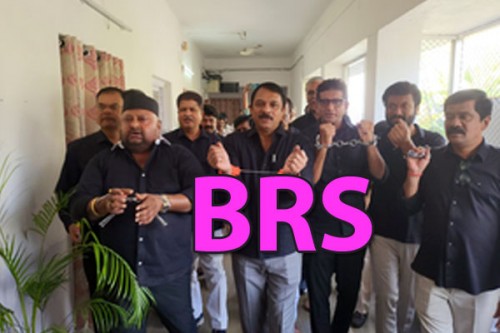 BRS MLAs reach Telangana Assembly wearing handcuffs as mark of protest